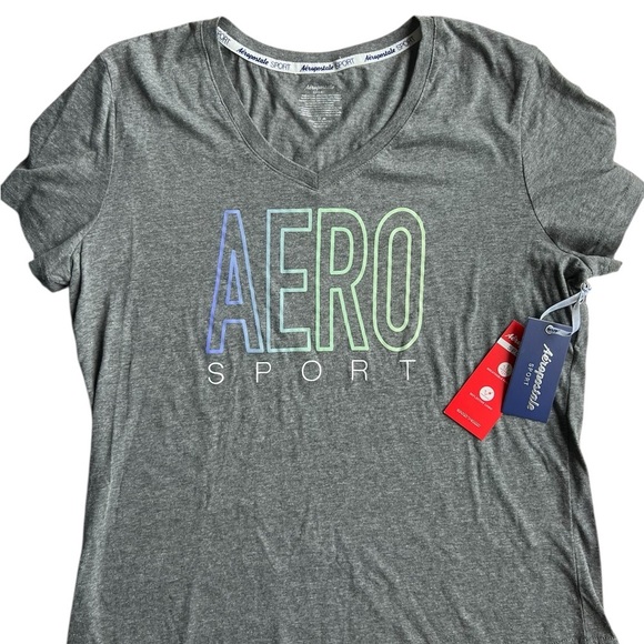 AEROPOSTALE Gray Graphic Short Sleeve T-Shirt Says “AERO Sport” - Picture 1 of 4